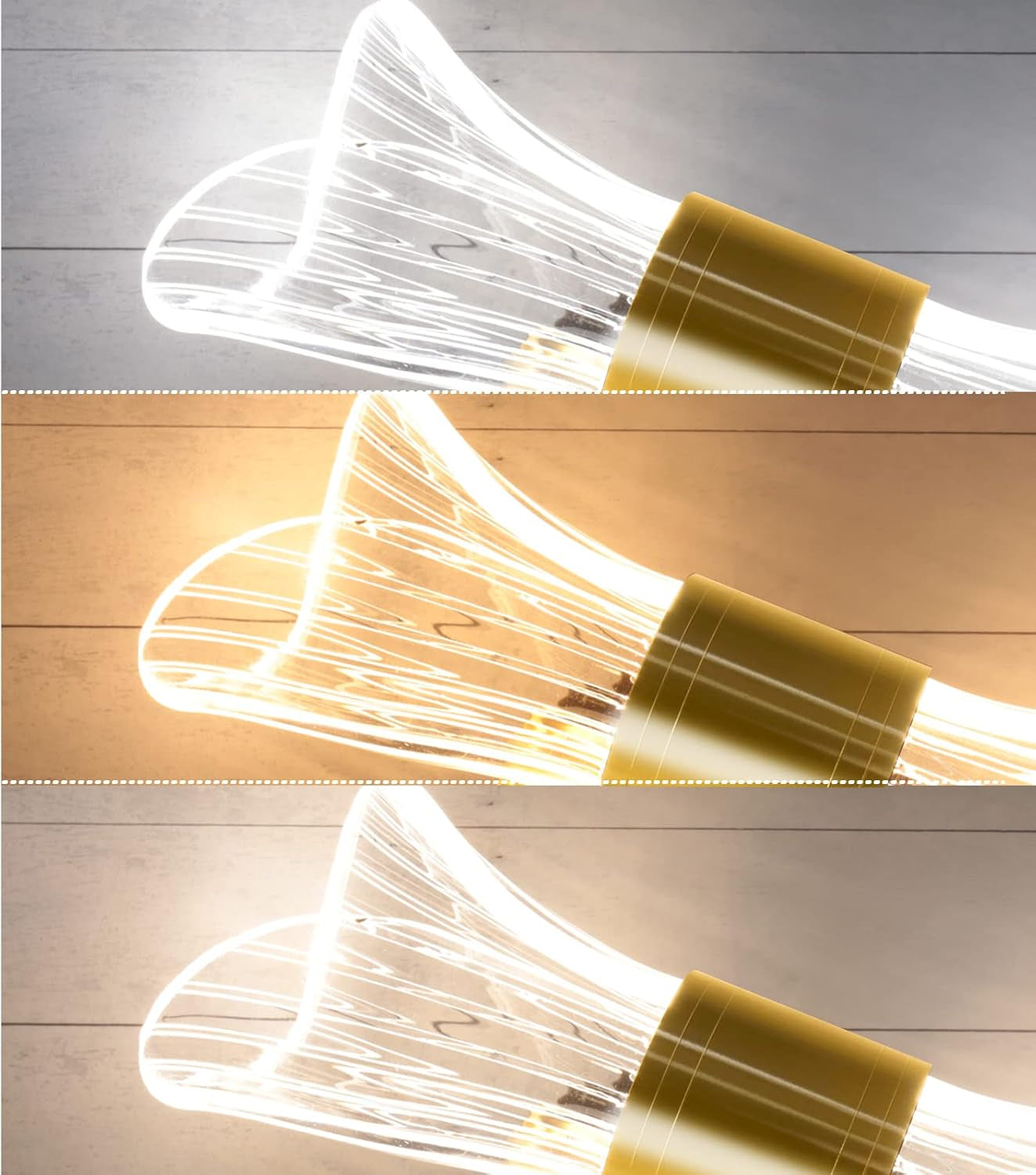 Modern LED Wall Lamp, Golden Color Hourglass Shaped Acrylic Wall Sconce, 10W Acrylic Wall Light for Bedside Bedroom Living Room Hallway Wall Lighting 3 Color Temp Adjustable