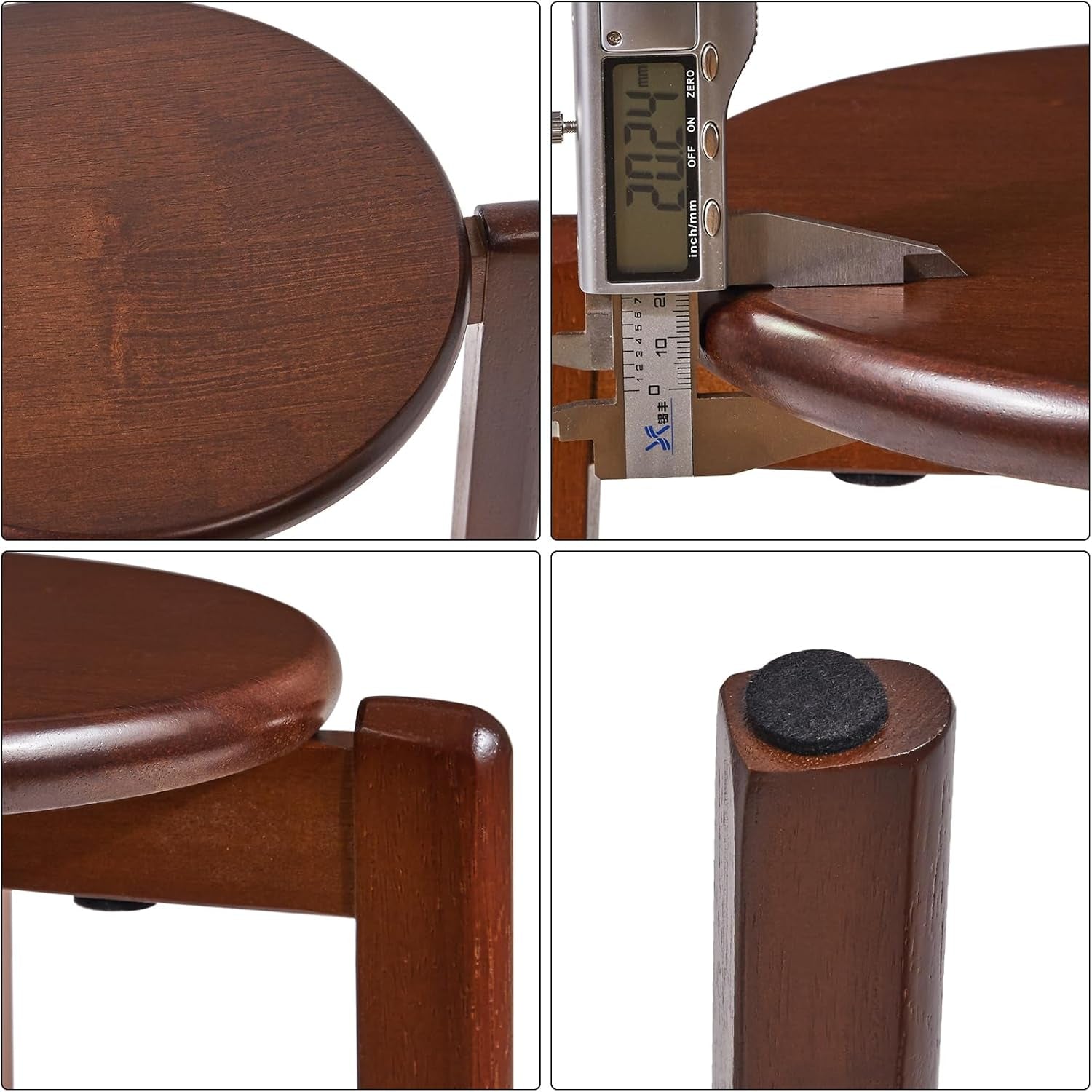 4Pcs Solid Stackable Wood round Stool, Shoes Change Dressing Stool for Living Room, Dining Room, Kitchen, Classroom, 27×27×45CM Brown HBD026H-4