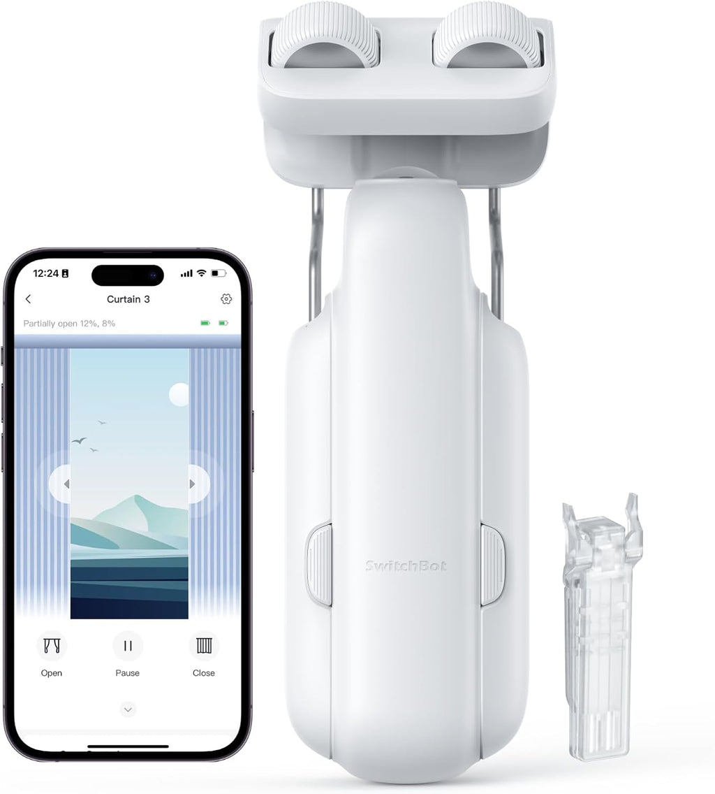 Smart Automatic Curtain Opener - Bluetooth Remote Control with App/Timer, Upgraded High-Performance Motor, Add  Hub to Make It Work with Alexa, Google Home, Homekit(Curtain 3,Rod)