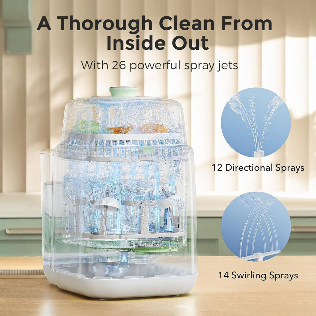 Kleanpal Pro Baby Bottle Washer, Steriliser & Dryer - All-In-One Cleaning Machine for Bottles, Breast Pump Parts & Baby Essentials - Time-Saving & Effortless Care