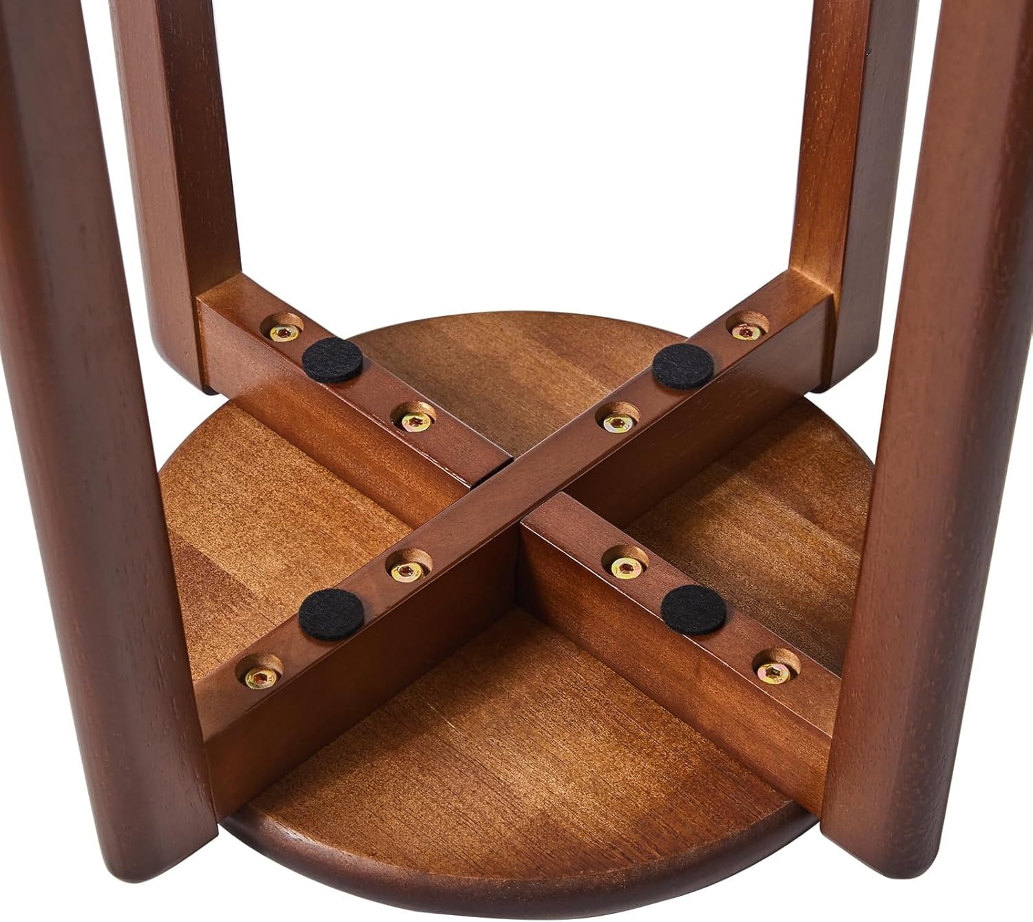 4Pcs Solid Stackable Wood round Stool, Shoes Change Dressing Stool for Living Room, Dining Room, Kitchen, Classroom, 27×27×45CM Brown HBD026H-4