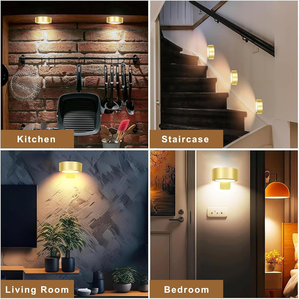 Picture Lights for Wall Rechargeable, 3 Pack Battery Operated Wall Lights with Remote Control, 3 Colour Dimmable Magnetic Picture Light with Timer, Indirect Wall Lighting for Display Art Paintings